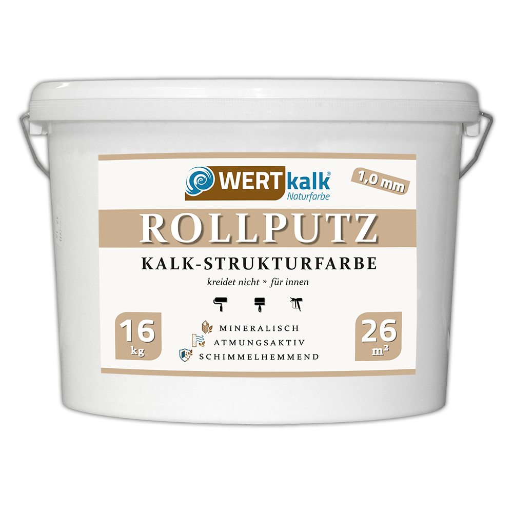 Wertkalk Rollputz Kalkstrukturfarbe | 1.0mm | 16kg