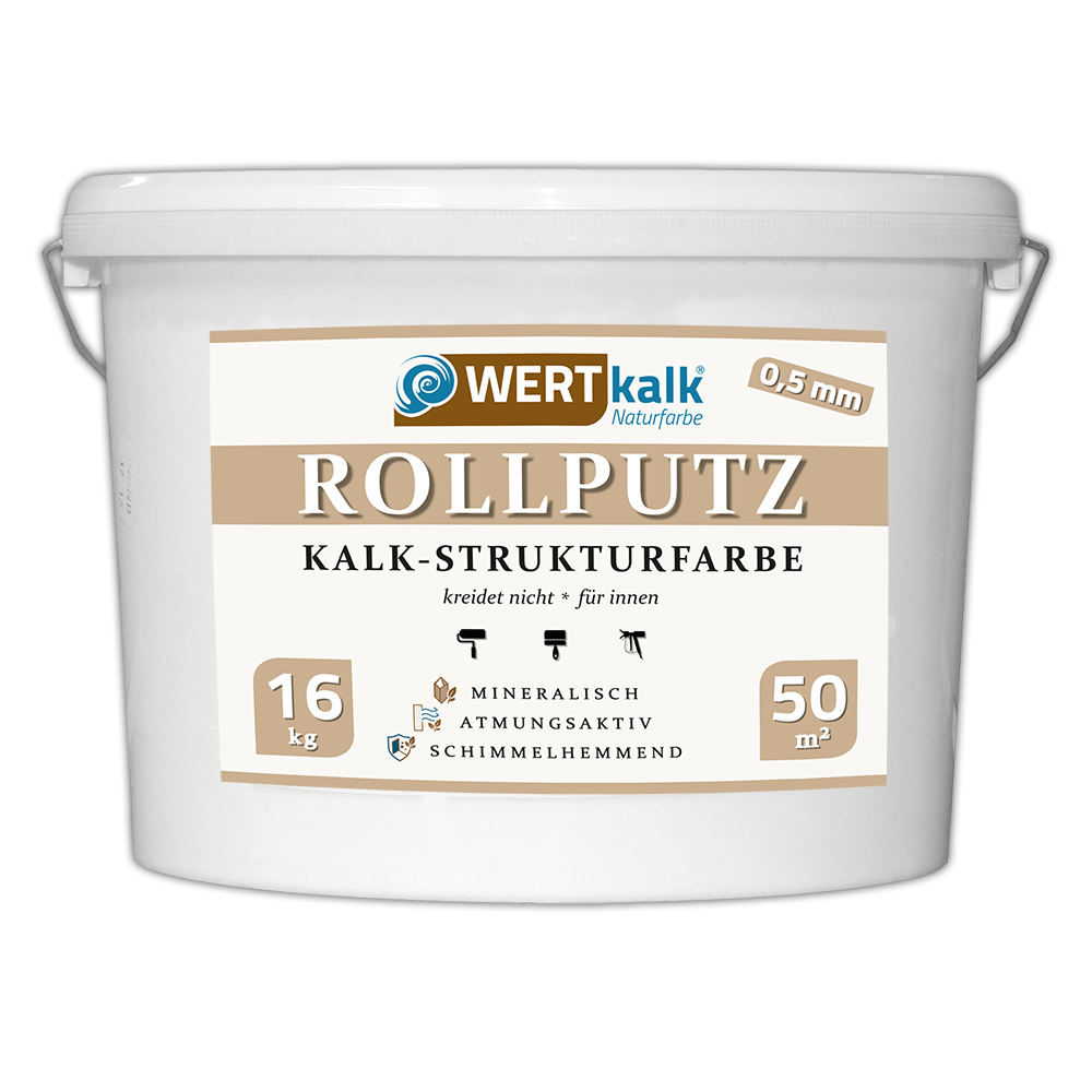 Wertkalk Rollputz Kalkstrukturfarbe | 0.5mm | 16kg