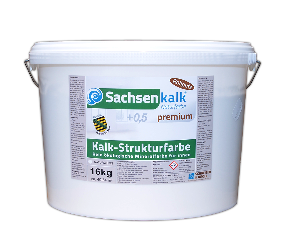 Sachsenkalk Premium Kalkstrukturfarbe ökologischer Kalkputz