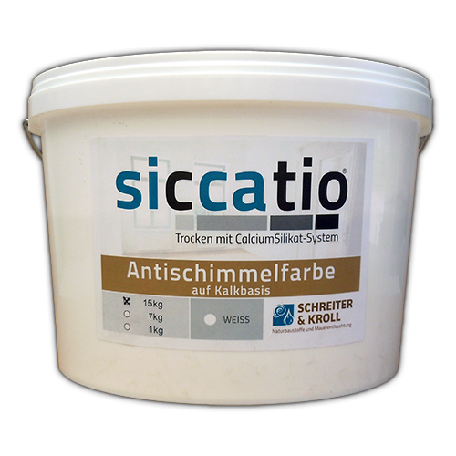 siccatio Antischimmel 15kg für Klimaplatten aus Kalziumsilikat zur Schimmelsanierung mit Kaliumsilikat Klimaplatten von Schreiter & Kroll