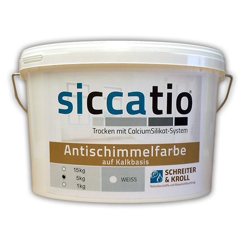 siccatio Antischimmel 5kg für Klimaplatten aus Kalziumsilikat zur Schimmelsanierung mit Kaliumsilikat Klimaplatten von Schreiter & Kroll